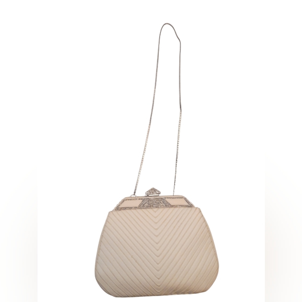 Judith Leiber White Cloth Shoulder Intricate design bag